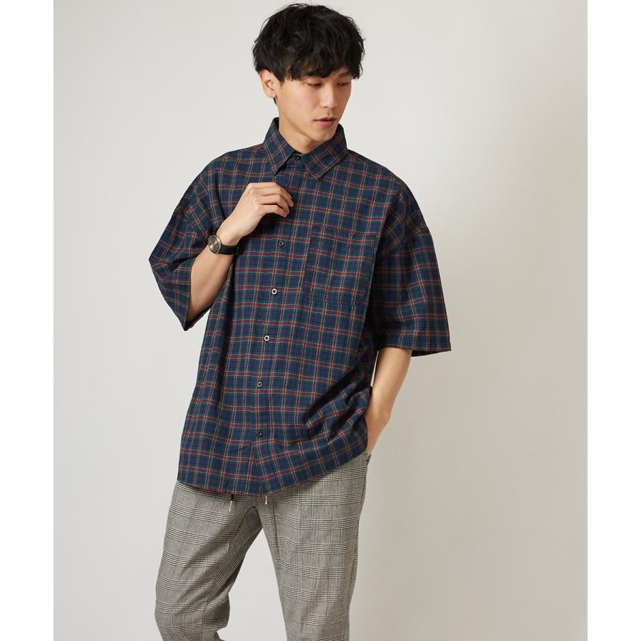 チェック ビッグシルエット シャツ メンズ 半袖 ビッグシャツ チェックシャツ 半袖シャツ ブロードシャツ オーバーサイズ ビッグサイズ | improves | 03