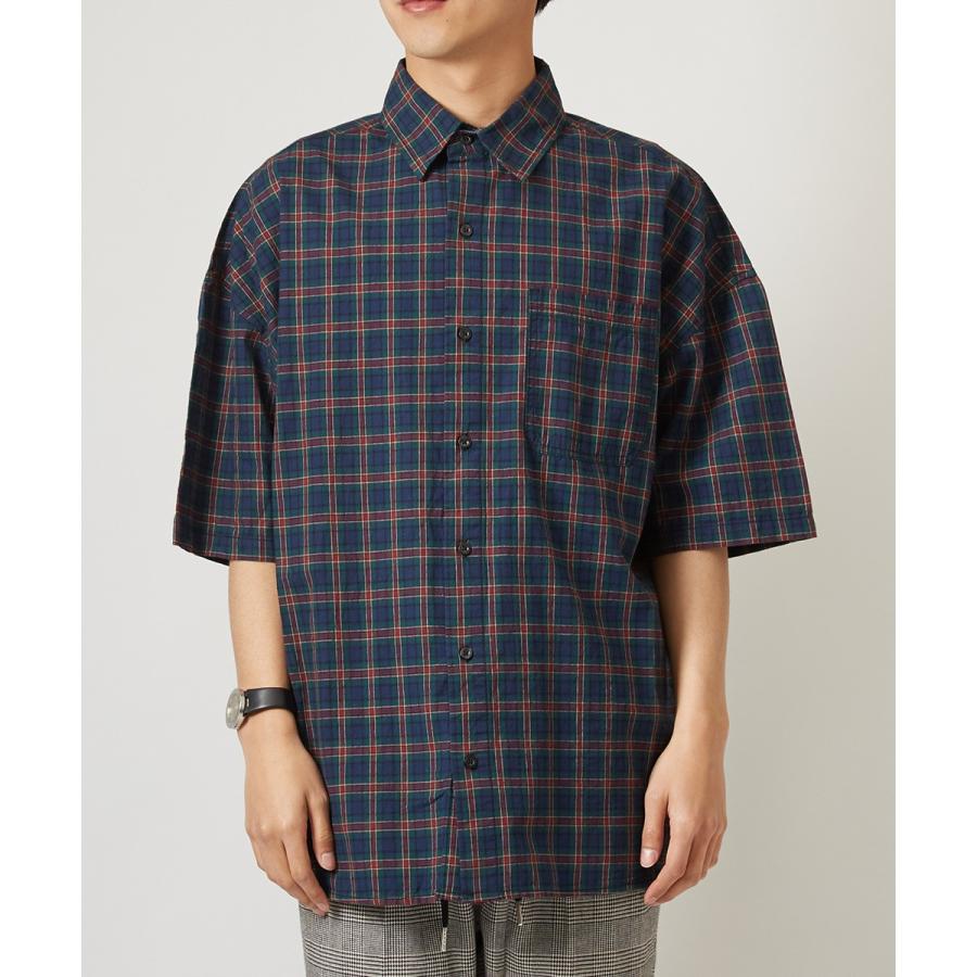 チェック ビッグシルエット シャツ メンズ 半袖 ビッグシャツ チェックシャツ 半袖シャツ ブロードシャツ オーバーサイズ ビッグサイズ | improves | 07