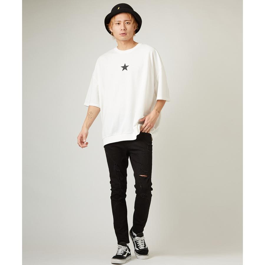 ビッグシルエット トレーナー メンズ 半袖 ビッグTシャツ カットソー Tシャツ クルーネック ロゴ プリント オーバーサイズ トップス | improves | 02