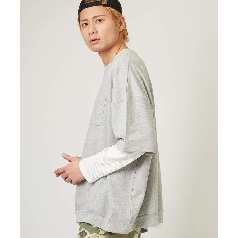 ビッグシルエット トレーナー メンズ 無地 半袖 ビッグTシャツ カットソー Tシャツ クルーネック オーバーサイズ ビッグサイズ 白 黒 | improves | 09