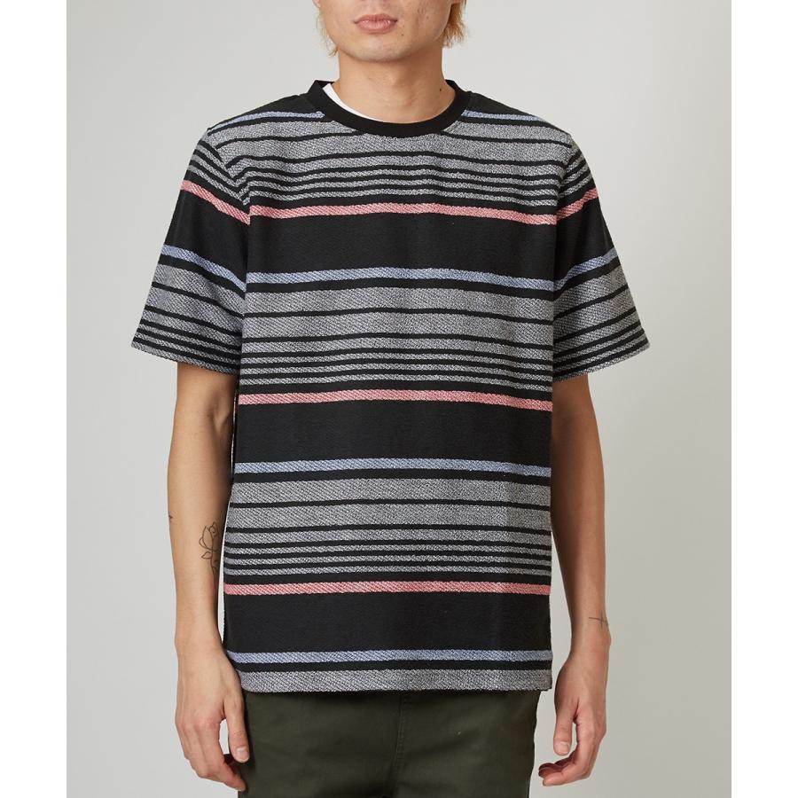 裏使い スウェット ボーダー カットソー メンズ Tシャツ 半袖 スエット トレーナー クルーネック トップス ブラック 黒 サーフ系 | improves | 06