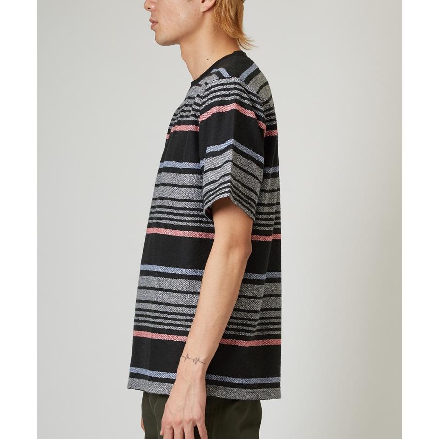 裏使い スウェット ボーダー カットソー メンズ Tシャツ 半袖 スエット トレーナー クルーネック トップス ブラック 黒 サーフ系 | improves | 07