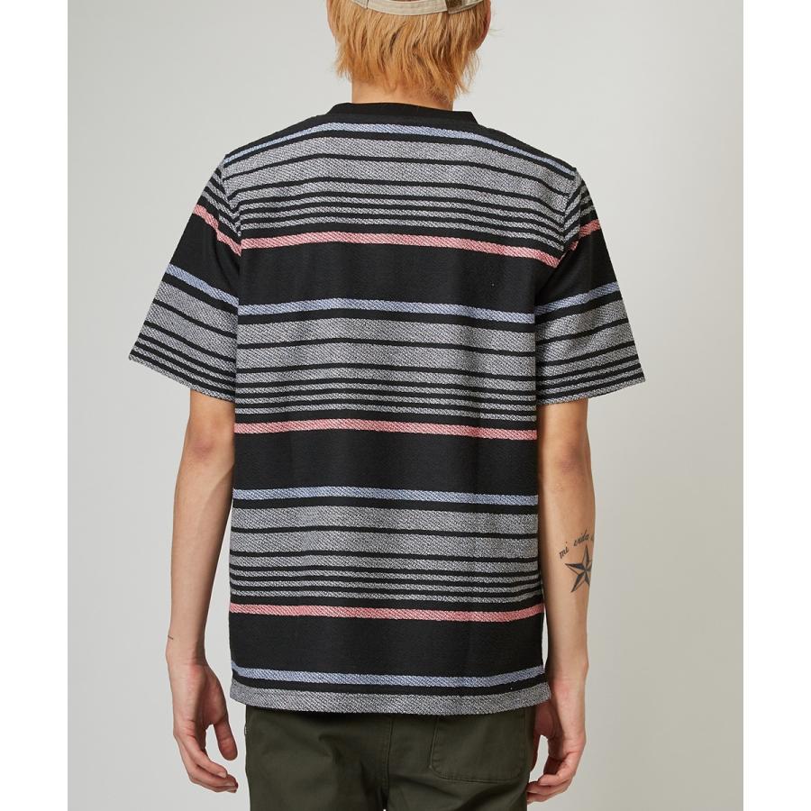 裏使い スウェット ボーダー カットソー メンズ Tシャツ 半袖 スエット トレーナー クルーネック トップス ブラック 黒 サーフ系 | improves | 08