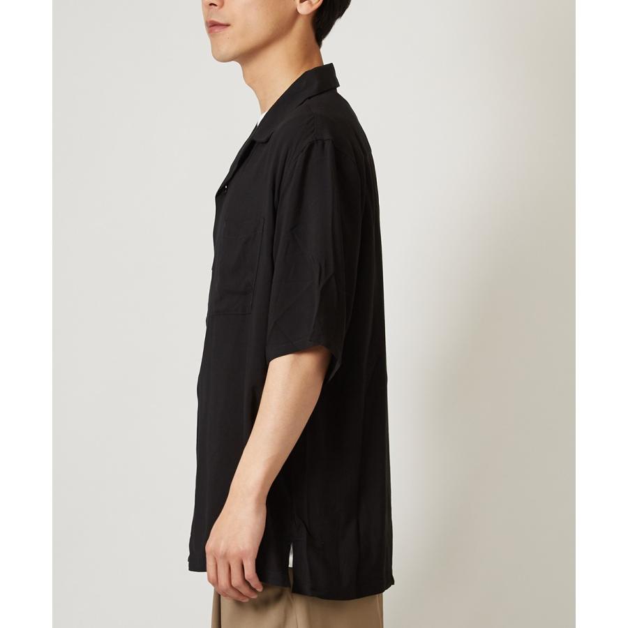 開襟シャツ 半袖 メンズ レーヨン シャツ オープンカラーシャツ ボーリングシャツ 半袖シャツ 無地 ホワイト ブラック ネイビー 白 黒 | improves | 10