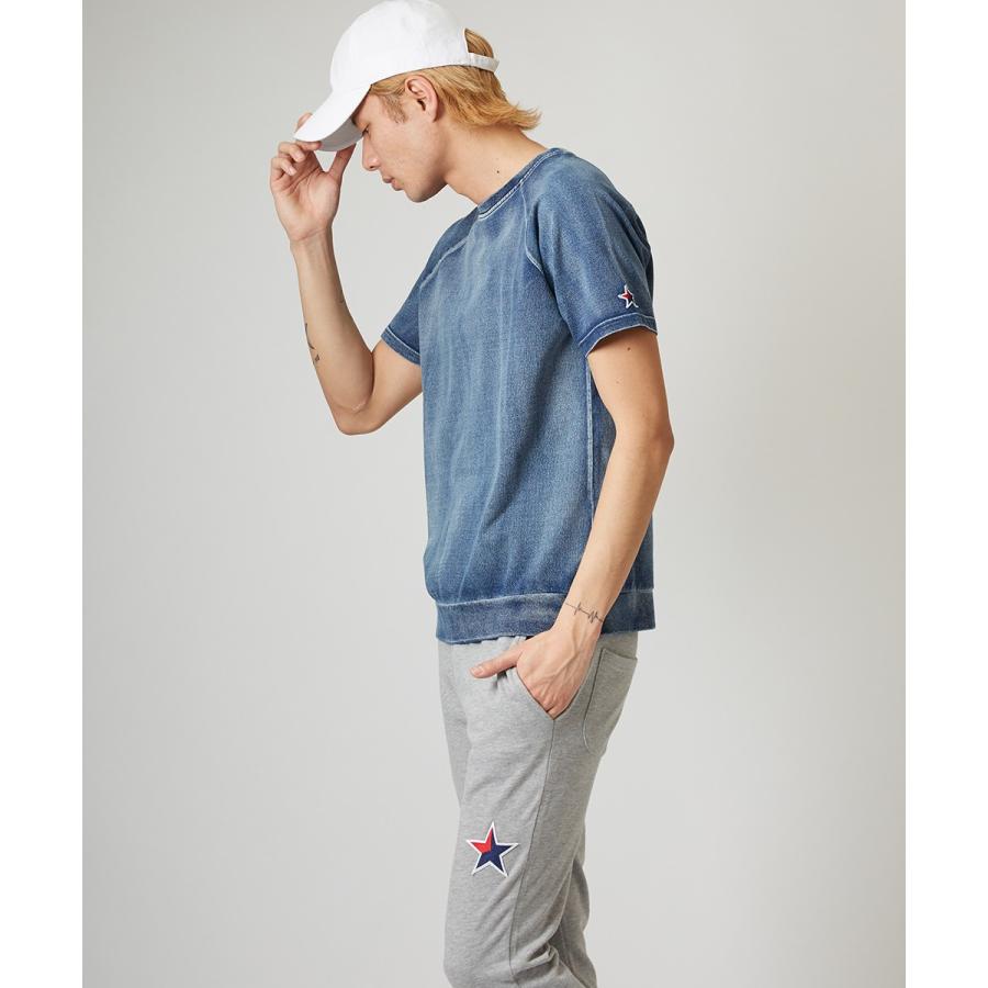 スウェットデニム 半袖 トレーナー メンズ カットデニム Tシャツ カットソー クルーネック トップス スエット ブルー ネイビー 青 | improves | 03