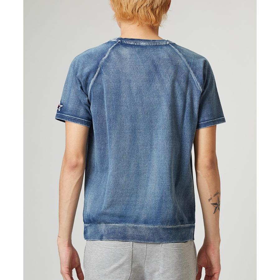 スウェットデニム 半袖 トレーナー メンズ カットデニム Tシャツ カットソー クルーネック トップス スエット ブルー ネイビー 青 | improves | 07