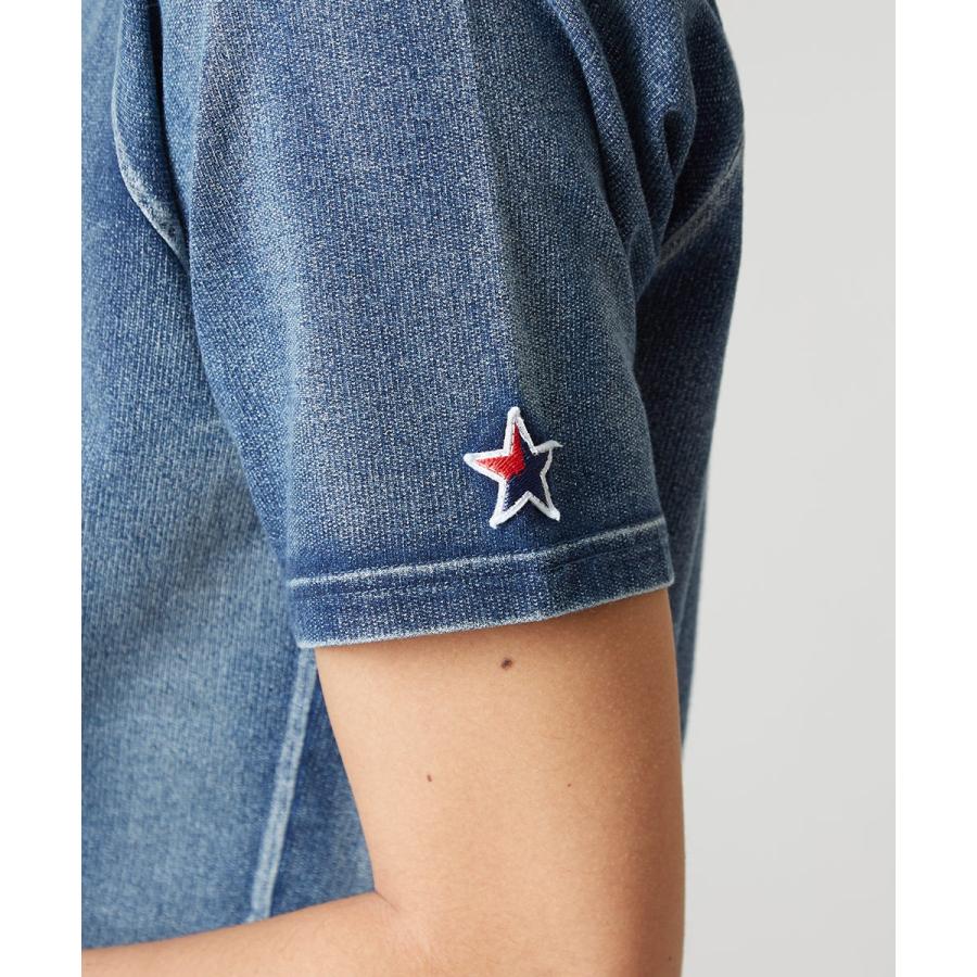 スウェットデニム 半袖 トレーナー メンズ カットデニム Tシャツ カットソー クルーネック トップス スエット ブルー ネイビー 青 | improves | 08