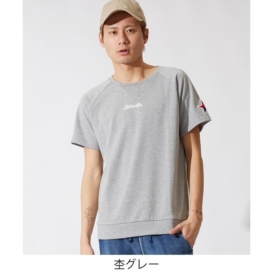 半袖 トレーナー メンズ スウェット スエット クルーネック プルオーバー Tシャツ カットソー 星 ワッペン スター ロゴ サーフ系 | improves | 01