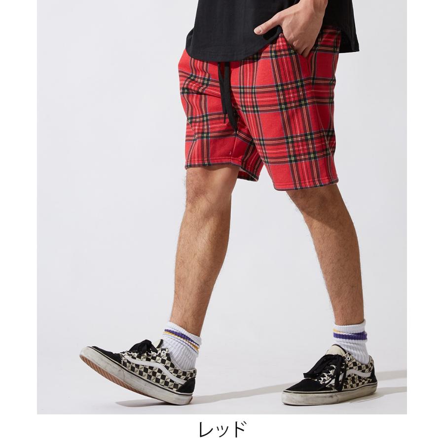 チェック ショートパンツ メンズ 膝上 スウェット ハーフパンツ ショーツ 短パン スエット ブラック レッド 黒 赤 韓国ファッション 502 Improves インプローブス 通販 Yahoo ショッピング