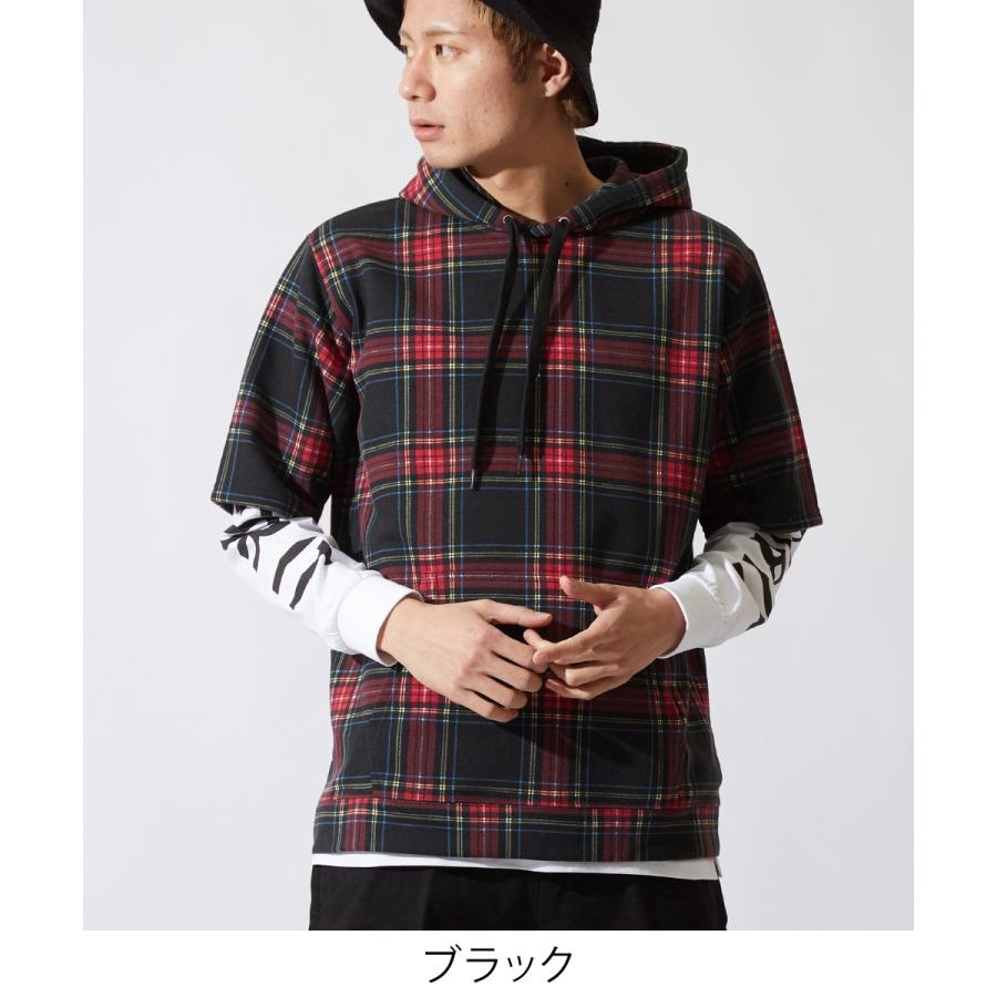 ブラックレーベルチェックフードプルオーバーパーカブラック半袖パーカーサイズM BLACK LABEL CRESTBRIDGE（ブラックレーベル・クレストブリッジ