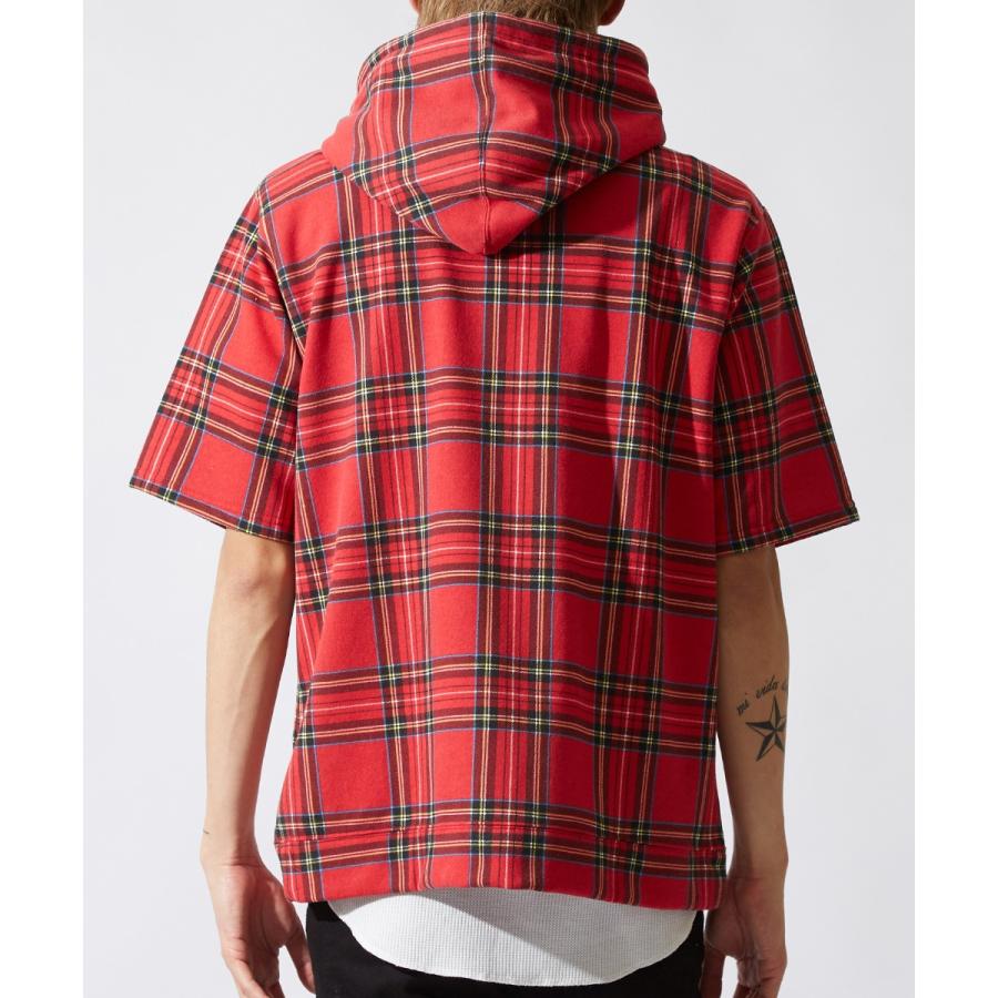 半袖 パーカー メンズ スウェット スエット チェック プルオーバー カットソー トップス ブラック レッド 黒 赤 韓国ファッション 503 Improves インプローブス 通販 Yahoo ショッピング