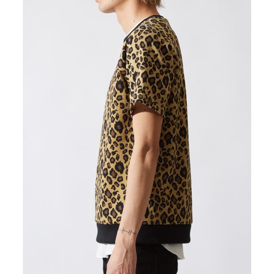 半袖 スウェット トレーナー メンズ レオパード ヒョウ柄 豹柄 スエット クルーネック カットソー トップス 韓国ファッション | improves | 04