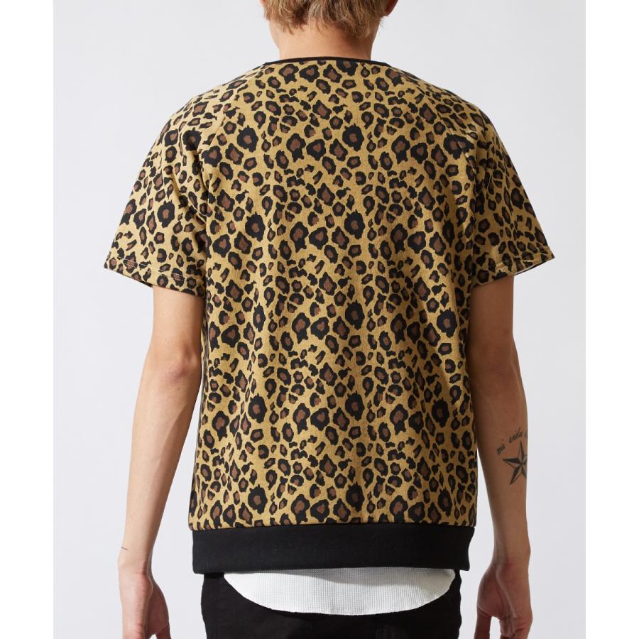 半袖 スウェット トレーナー メンズ レオパード ヒョウ柄 豹柄 スエット クルーネック カットソー トップス 韓国ファッション | improves | 05