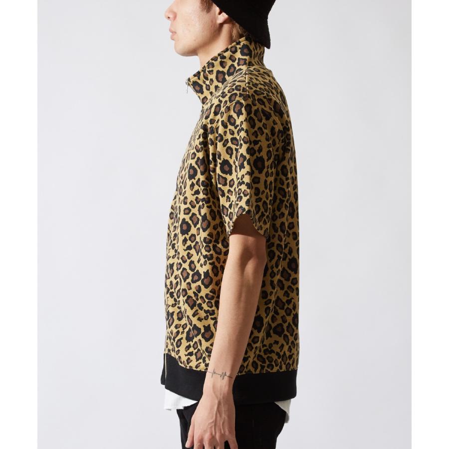 半袖 スウェット レオパード ジャケット メンズ ヒョウ柄 豹柄 スエット トラックジャケット ブルゾン アウター 韓国ファッション | improves | 04