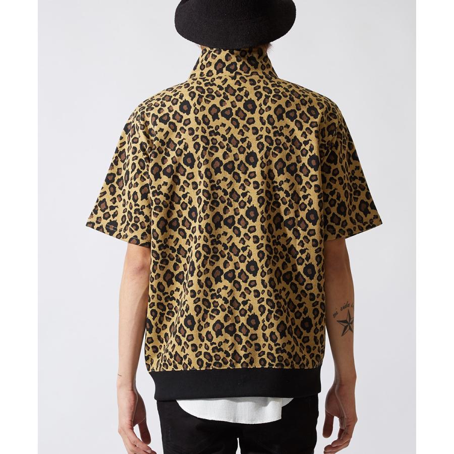 半袖 スウェット レオパード ジャケット メンズ ヒョウ柄 豹柄 スエット トラックジャケット ブルゾン アウター 韓国ファッション | improves | 05