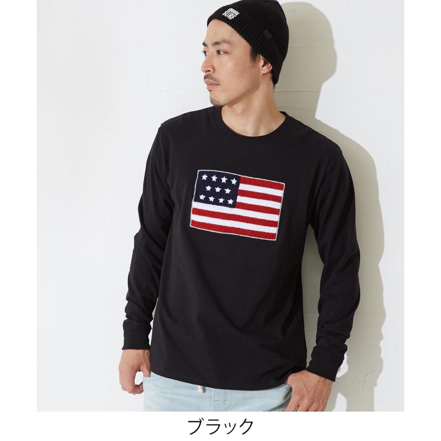 improves（インプローブス） 星条旗 サガラ刺繍ワッペン 長袖 Tシャツ
