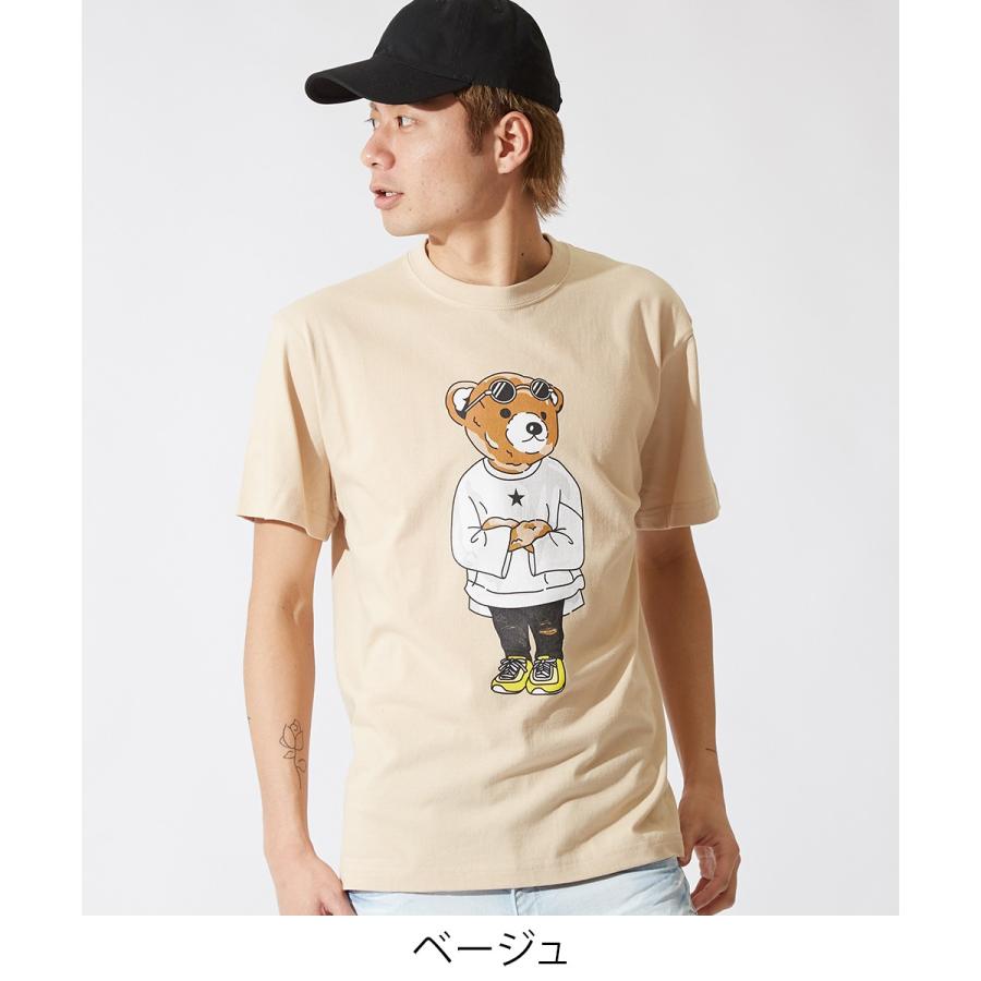オリジナルベアープリント Tシャツ メンズ 半袖 クルーネック クマ くま 熊 ロゴ プリント カットソー ホワイト ブラック ベージュ Improves インプローブス 通販 Yahoo ショッピング