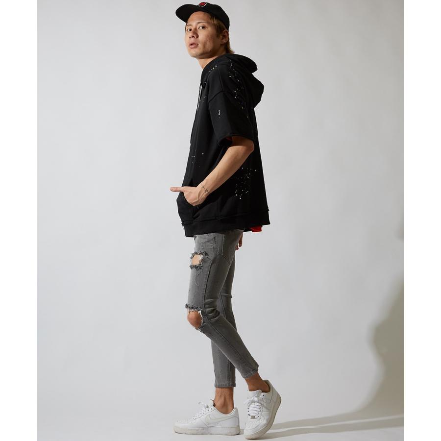 ビッグパーカー メンズ ビッグシルエット パーカー 半袖 スウェット スエット オーバーサイズ ビッグサイズ プルオーバー カットソー | improves | 03