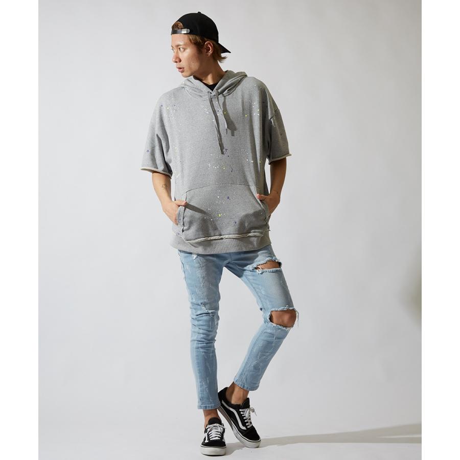 ビッグパーカー メンズ ビッグシルエット パーカー 半袖 スウェット スエット オーバーサイズ ビッグサイズ プルオーバー カットソー | improves | 05