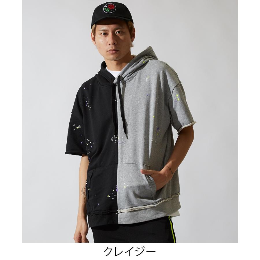 ビッグパーカー メンズ ビッグシルエット パーカー 半袖 スウェット スエット オーバーサイズ ビッグサイズ プルオーバー カットソー | improves | 07