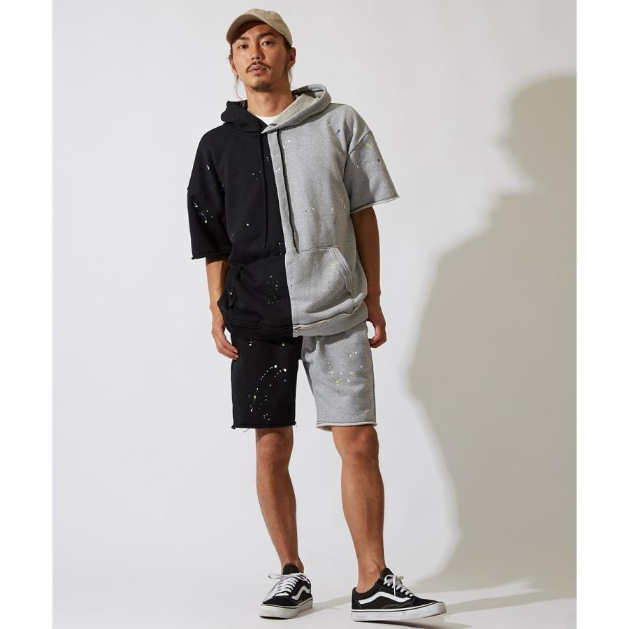 スウェット ハーフパンツ メンズ ショートパンツ 膝上 スエット パンツ ショーツ 短パン 半ズボン ブラック グレー 韓国ファッション | improves | 09