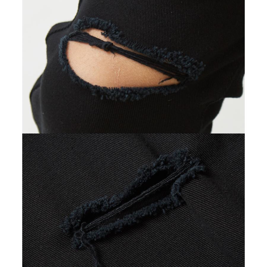 クラッシュ スキニー パンツ メンズ ダメージ スキニーパンツ 黒 ブラック ストレッチ カツラギパンツ チノパン スリム | improves | 15