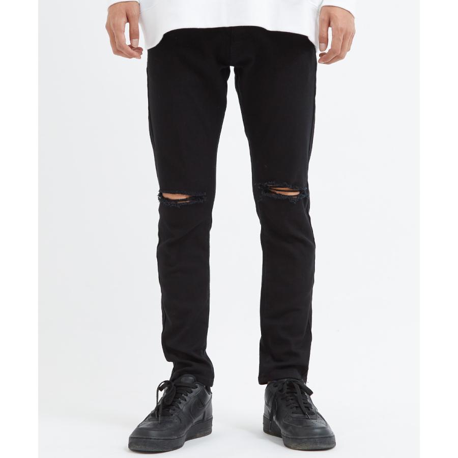 クラッシュ スキニー パンツ メンズ ダメージ スキニーパンツ 黒 ブラック ストレッチ カツラギパンツ チノパン スリム | improves | 09