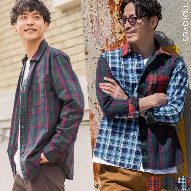 improves チェックシャツ メンズ 韓国 ファッション チェック柄 improves チェックシャツ メンズ 韓国 ファッション チェック柄