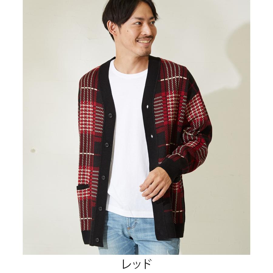 improves ニット カーディガン メンズ チェック柄 ロング improves ニット カーディガン メンズ チェック柄 ロング