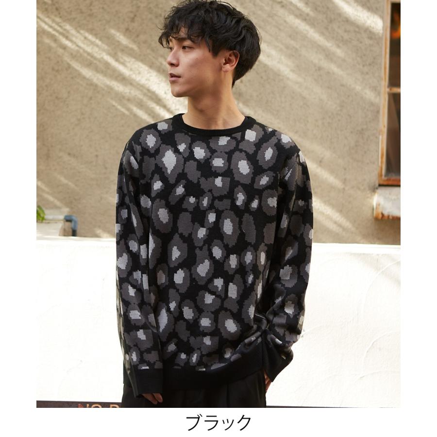 ニット メンズ セーター チェック柄 長袖 ニットセーター ジャガードニット ブラック ベージュ 黒 improves | improves | 03