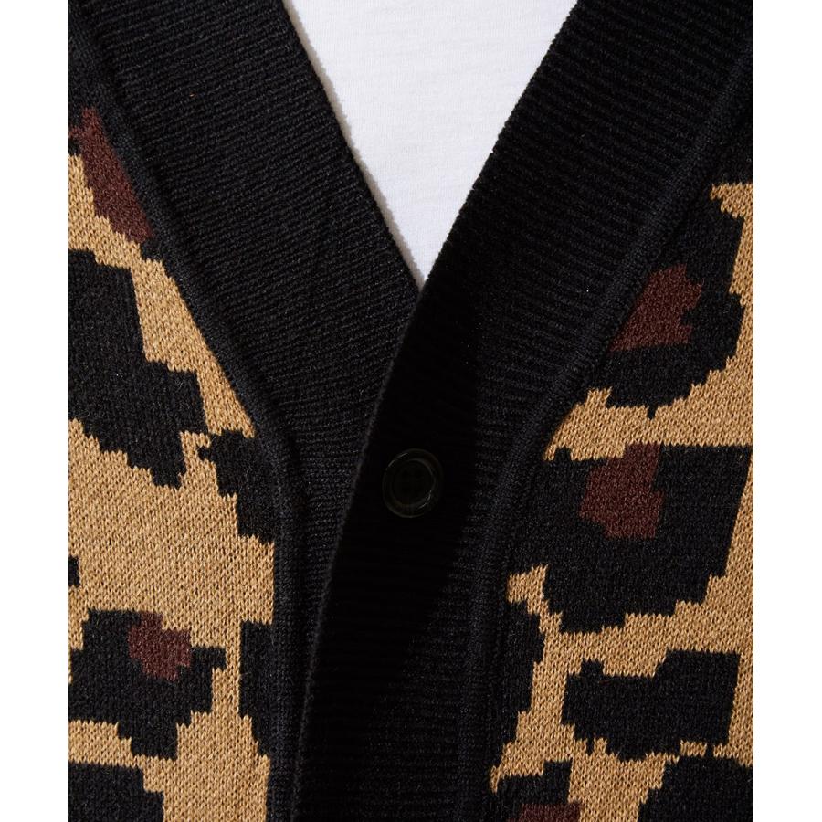 ニット カーディガン メンズ レオパード柄 ヒョウ柄 豹柄 ロングカーディガン ニットカーディガン Vネック 長袖 ジャガード improves | improves | 12