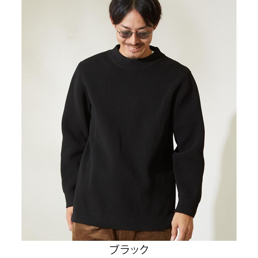 モックネック ニット メンズ セーター 長袖 ニットセーター 無地 もちもちニット ブラック ホワイト ベージュ グレー 黒 白 improves | improves | 11