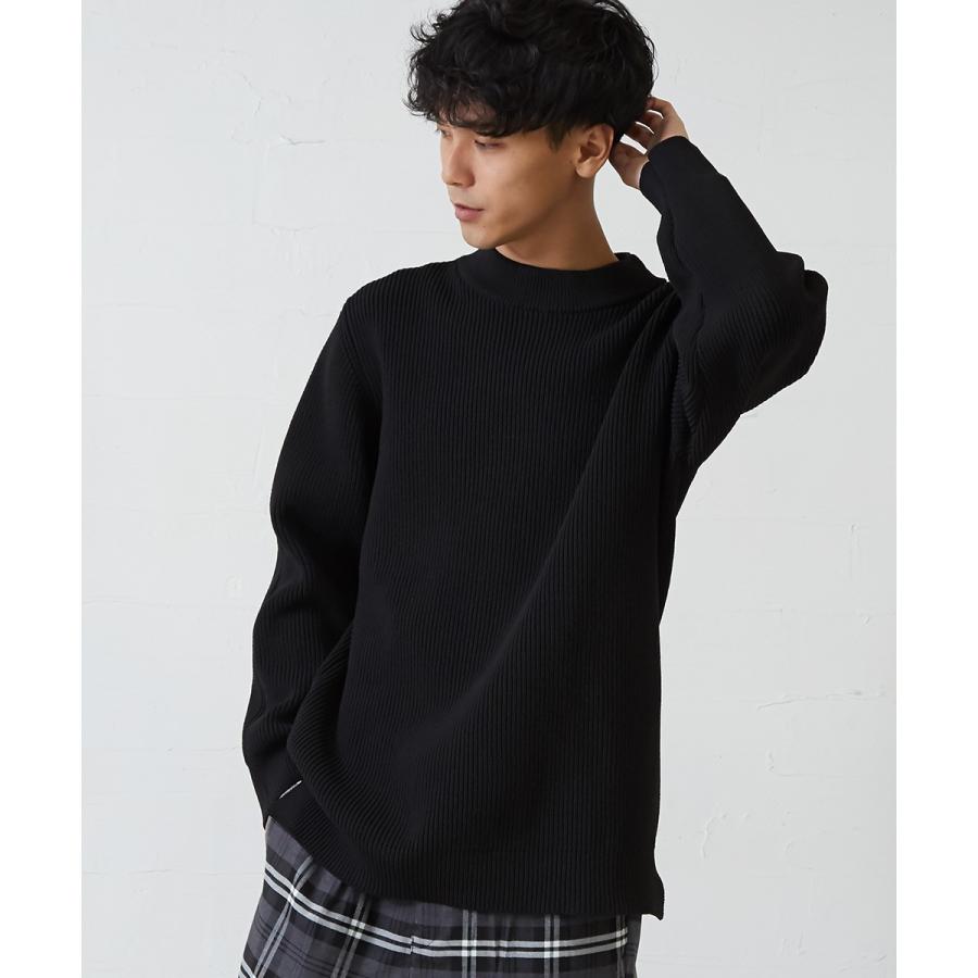 モックネック ニット メンズ セーター 長袖 ニットセーター 無地 もちもちニット ブラック ホワイト ベージュ グレー 黒 白 improves | improves | 12