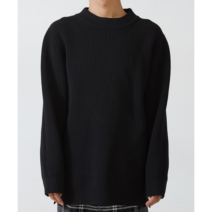 モックネック ニット メンズ セーター 長袖 ニットセーター 無地 もちもちニット ブラック ホワイト ベージュ グレー 黒 白 improves | improves | 13