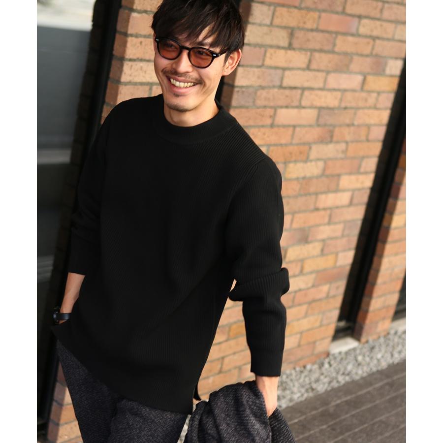 モックネック ニット メンズ セーター 長袖 ニットセーター 無地 もちもちニット ブラック ホワイト ベージュ グレー 黒 白 improves | improves | 03