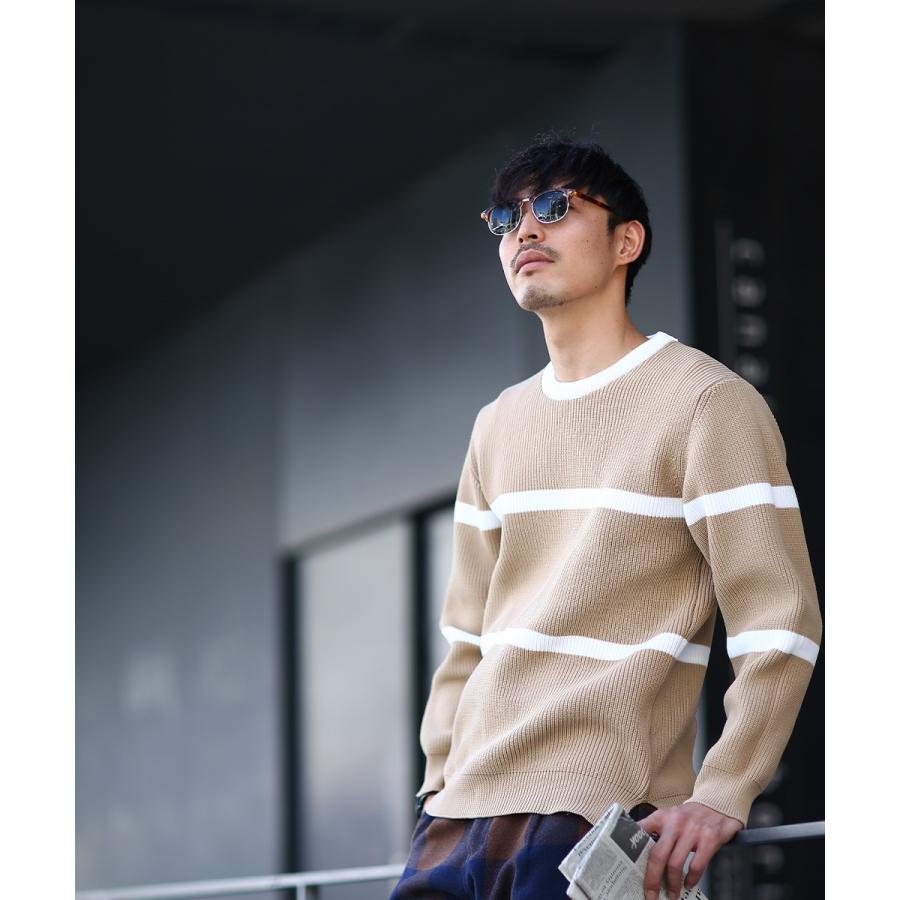 ボーダー ニット メンズ セーター 長袖 ニットセーター ボーダーニット ボーダー柄 もちもちニット ブラック ホワイト 黒 白 improves | improves | 02