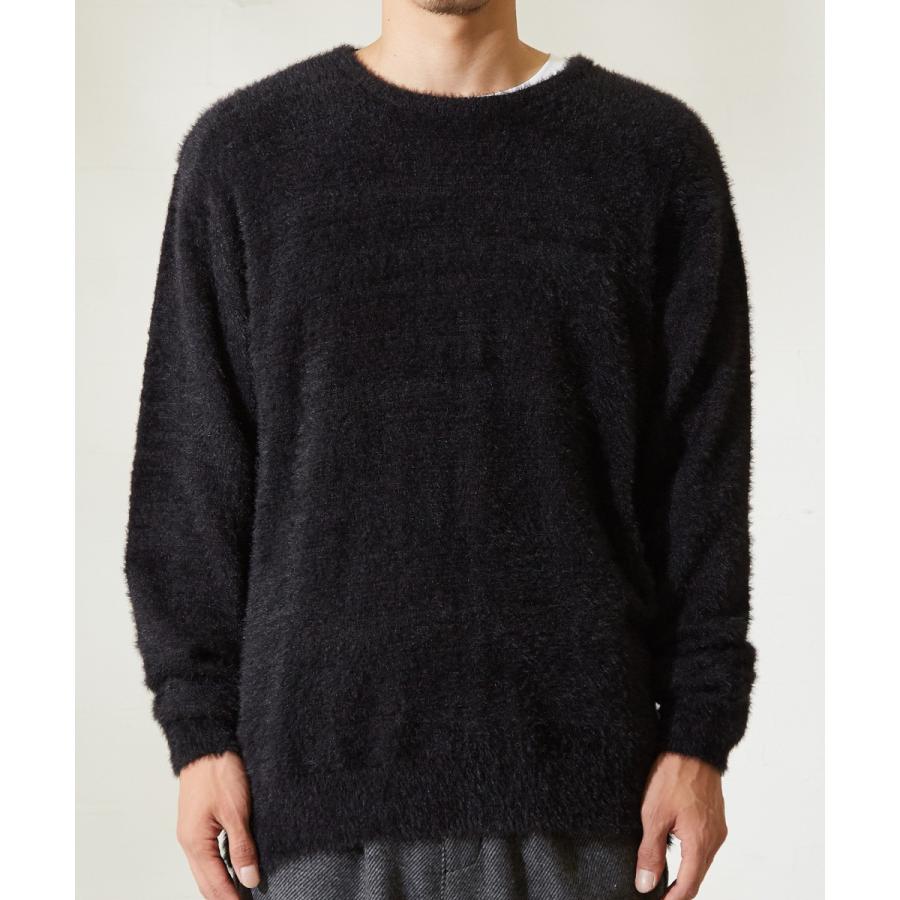 ニット メンズ セーター 長袖 ニットセーター 無地 シャギーニット ふわふわニット ブラック ブラウン グレー 黒 茶 Improves Improves インプローブス 通販 Yahoo ショッピング