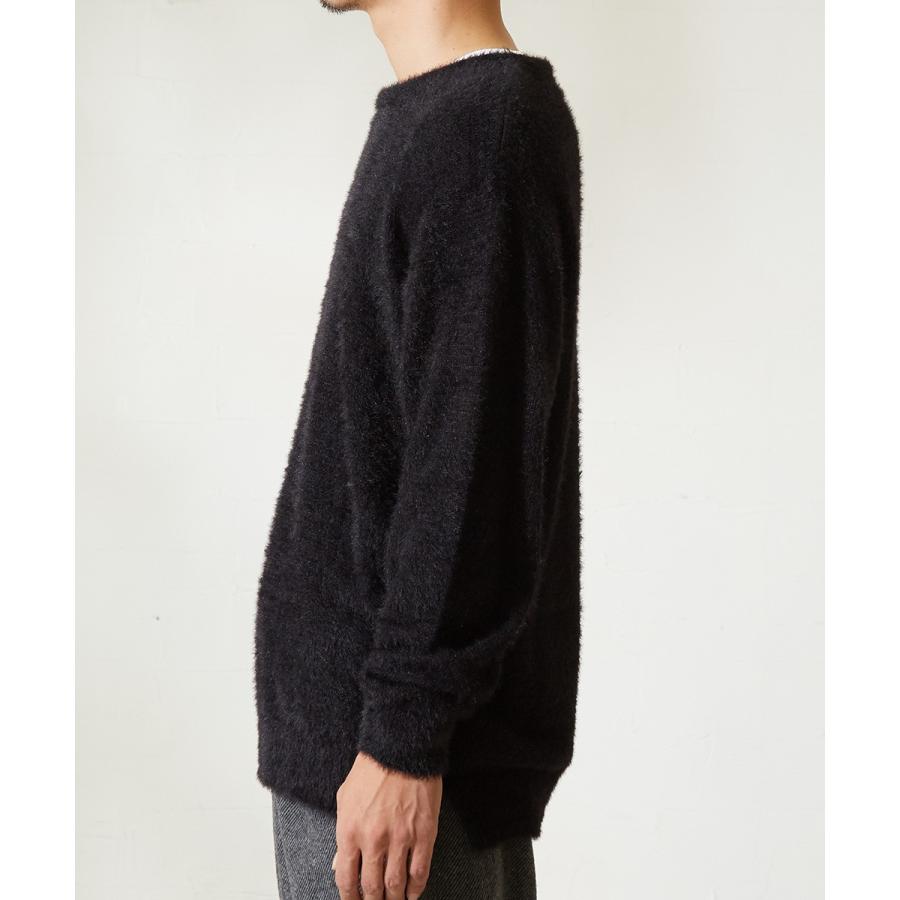 ニット メンズ セーター 長袖 ニットセーター 無地 シャギーニット ふわふわニット ブラック ブラウン グレー 黒 茶 improves | improves | 12