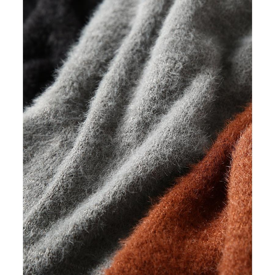 ニット メンズ セーター 長袖 ニットセーター 無地 シャギーニット ふわふわニット ブラック ブラウン グレー 黒 茶 improves | improves | 15