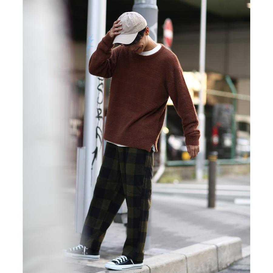 ニット メンズ セーター 長袖 ニットセーター 無地 シャギーニット ふわふわニット ブラック ブラウン グレー 黒 茶 improves | improves | 03