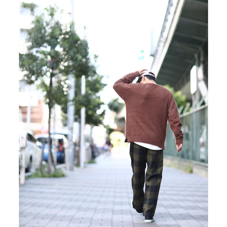 ニット メンズ セーター 長袖 ニットセーター 無地 シャギーニット ふわふわニット ブラック ブラウン グレー 黒 茶 improves | improves | 04