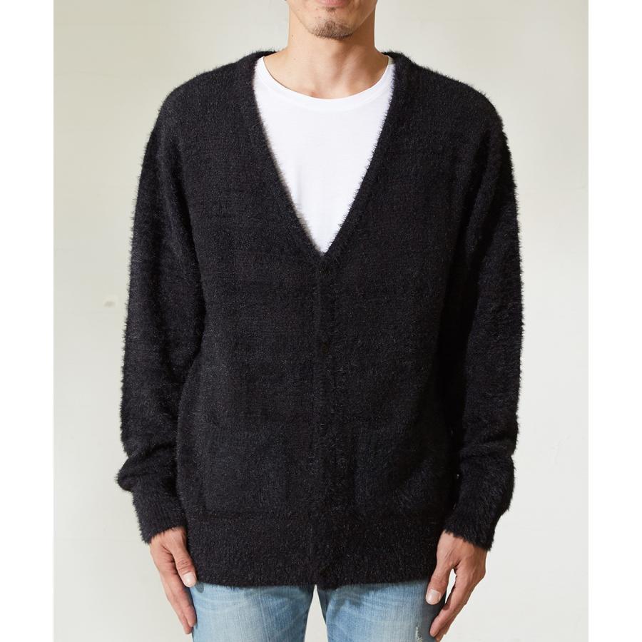 ニット カーディガン メンズ ニットカーディガン Vネック 長袖 ニットセーター 無地 シャギーニット ふわふわニット ブラック improves | improves | 05