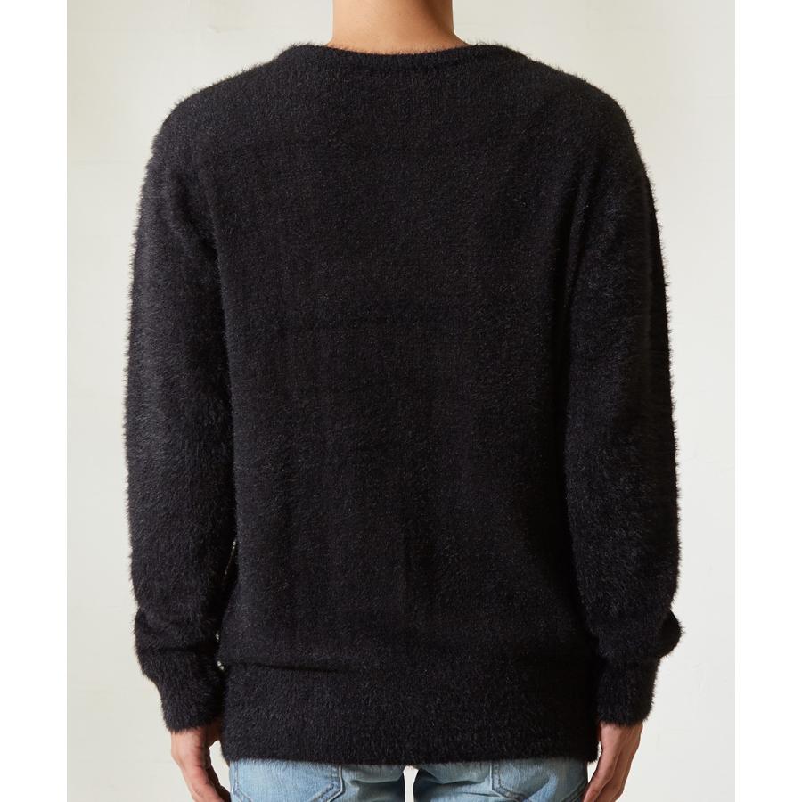 ニット カーディガン メンズ ニットカーディガン Vネック 長袖 ニットセーター 無地 シャギーニット ふわふわニット ブラック improves | improves | 07