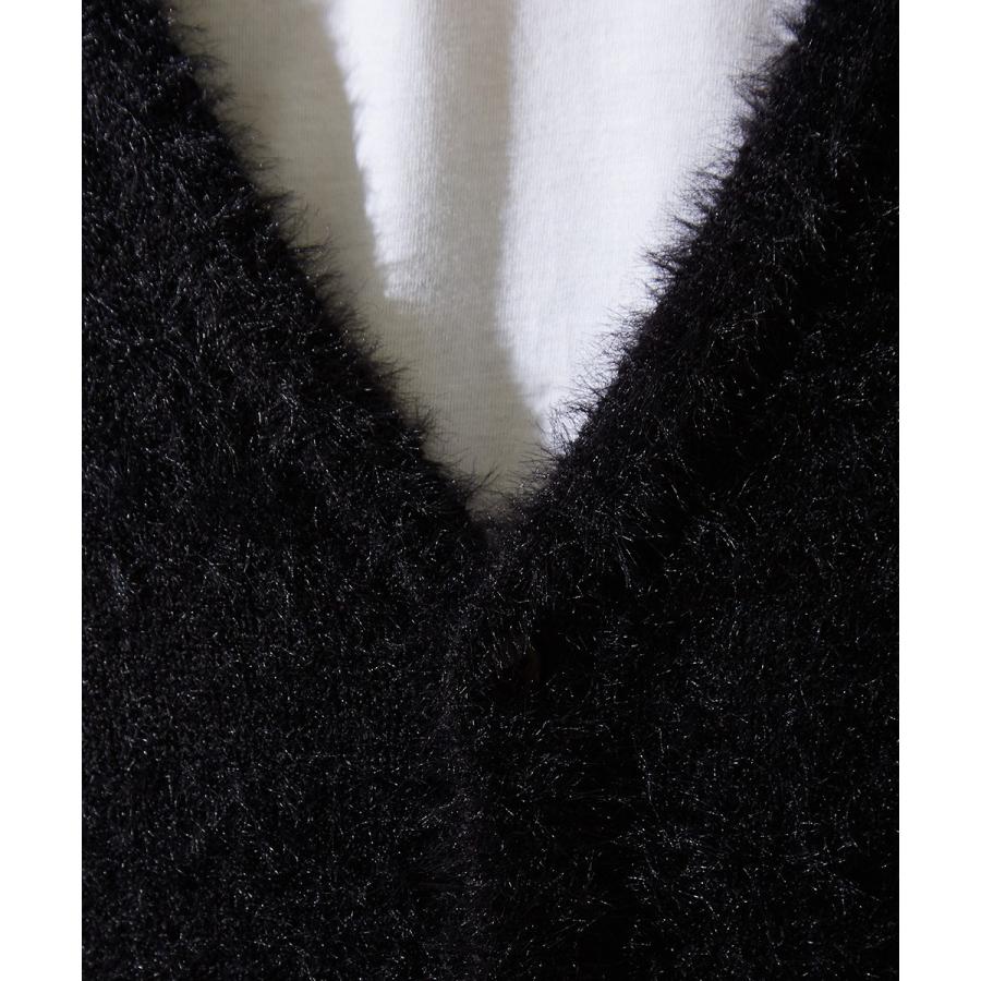 ニット カーディガン メンズ ニットカーディガン Vネック 長袖 ニットセーター 無地 シャギーニット ふわふわニット ブラック improves | improves | 09