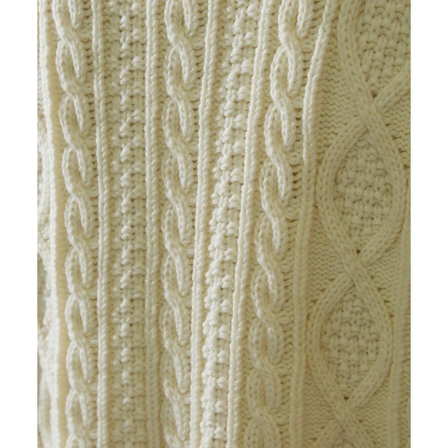 ケーブルニット メンズ ローゲージニット ケーブル編み セーター 長袖 ニットセーター 無地 厚手 ニット ブラック ホワイト improves | improves | 12