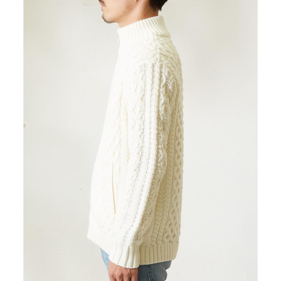 ニットジャケット メンズ ケーブルニット ローゲージニット ケーブル編み 厚手 ニット アウター 長袖 ニットセーター 無地 黒 improves | improves | 10