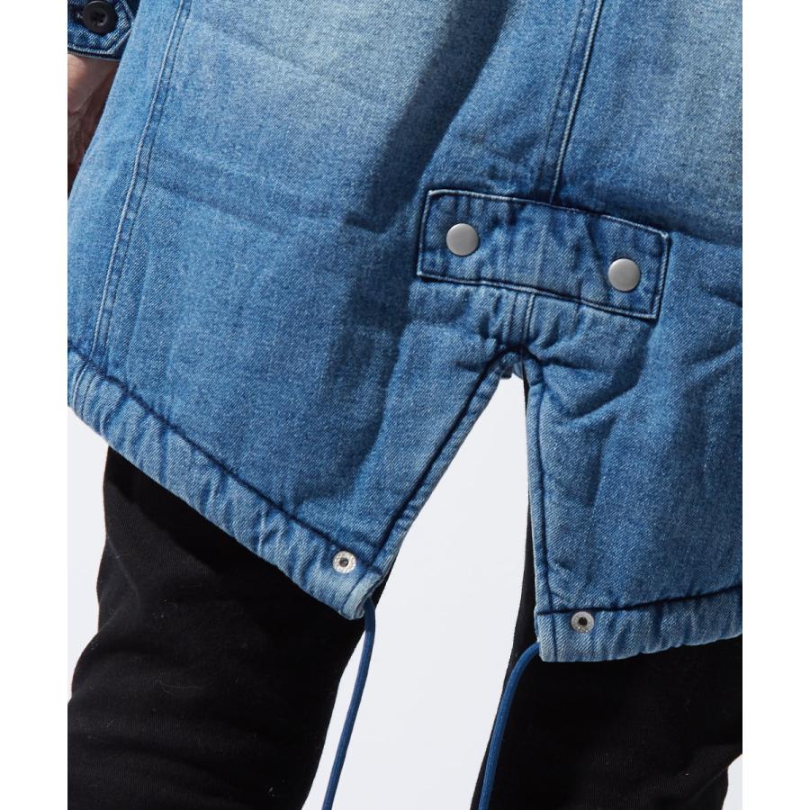 モッズコート メンズ 裏ボア ロング デニム コート ファー ファー付き あったか 暖かい ロングコート デニムコート デニムジャケット ジャケット | improves | 16