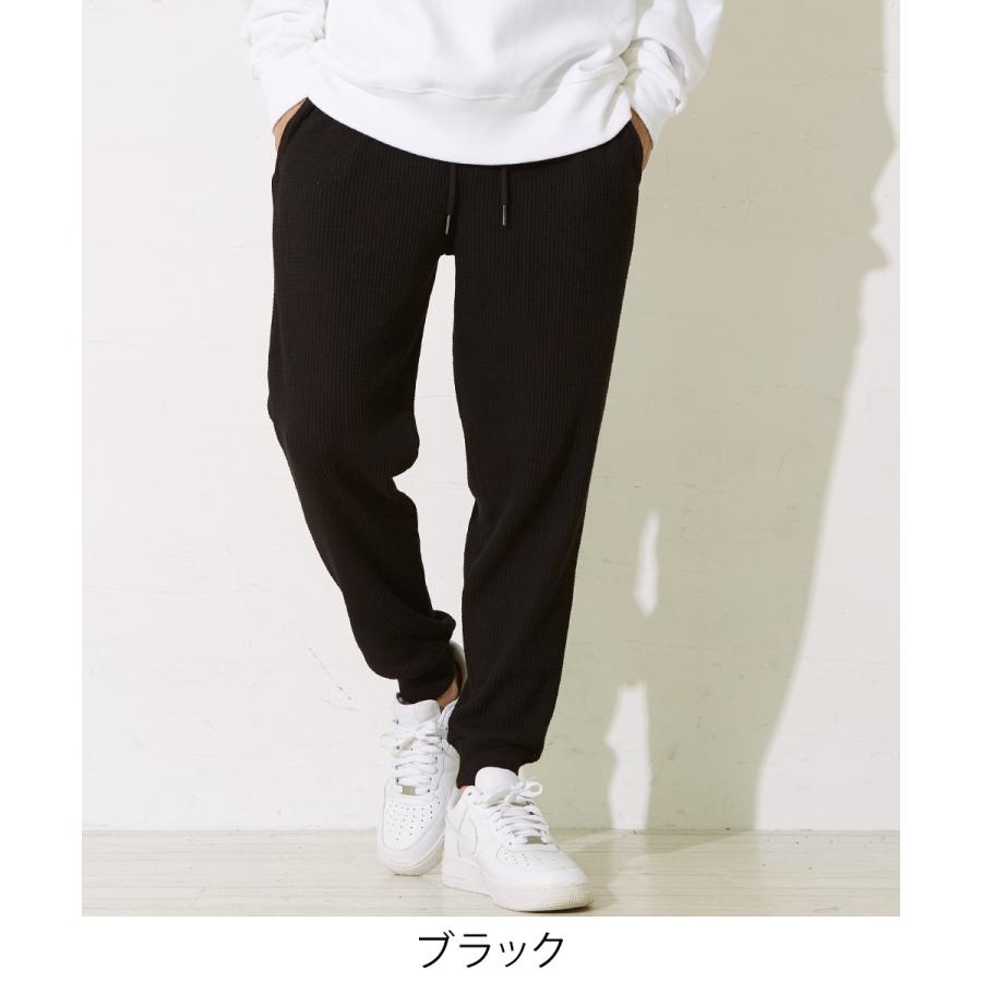 ジョガーパンツ メンズ ジョガー ジャージパンツ ワッフルパンツ イージーパンツ リブパンツ サーマル 韓国 ファッション 黒 improves | improves | 03