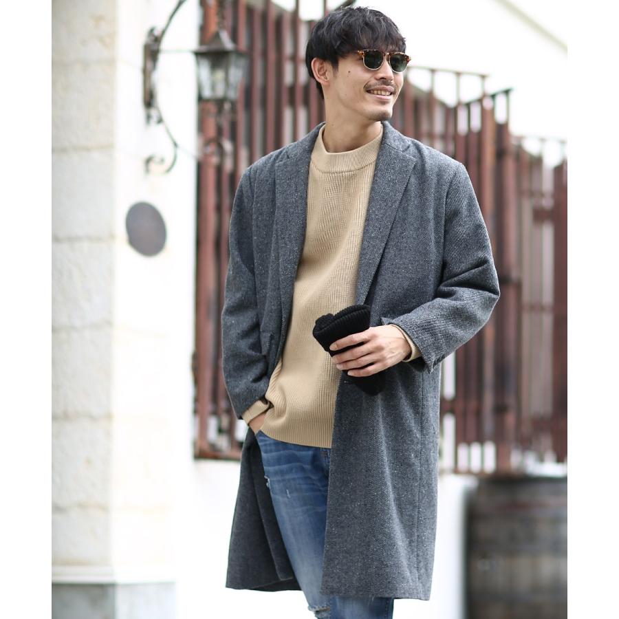 チェスターコート メンズ ロング コート メルトンコートコート ビッグシルエット 大きいサイズ オーバーサイズ チェック柄 ロングコート | improves | 07