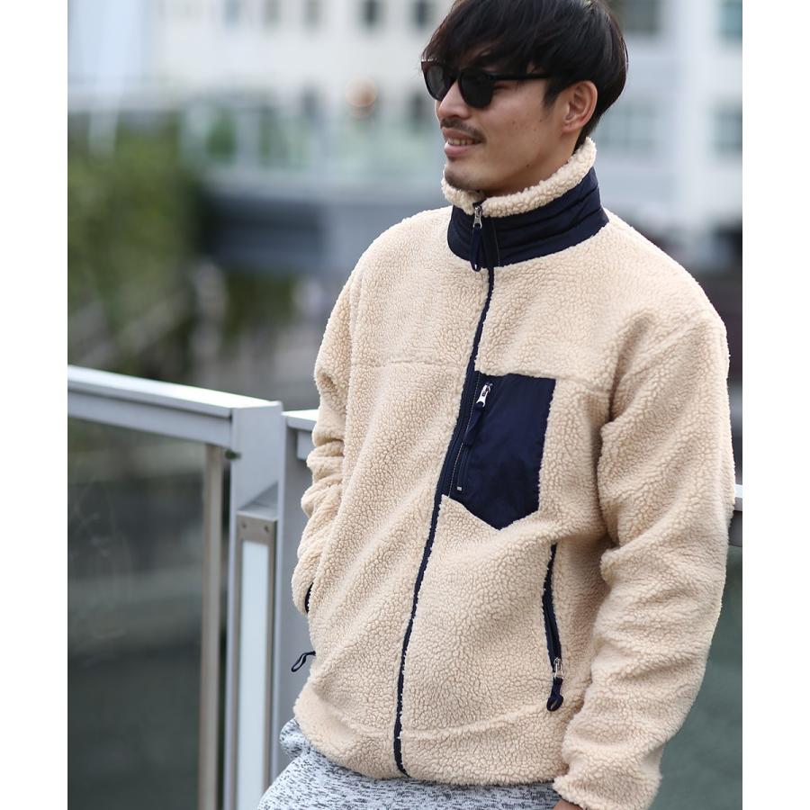 ボアジャケット メンズ ボアブルゾン ボアフリース もこもこ あったか